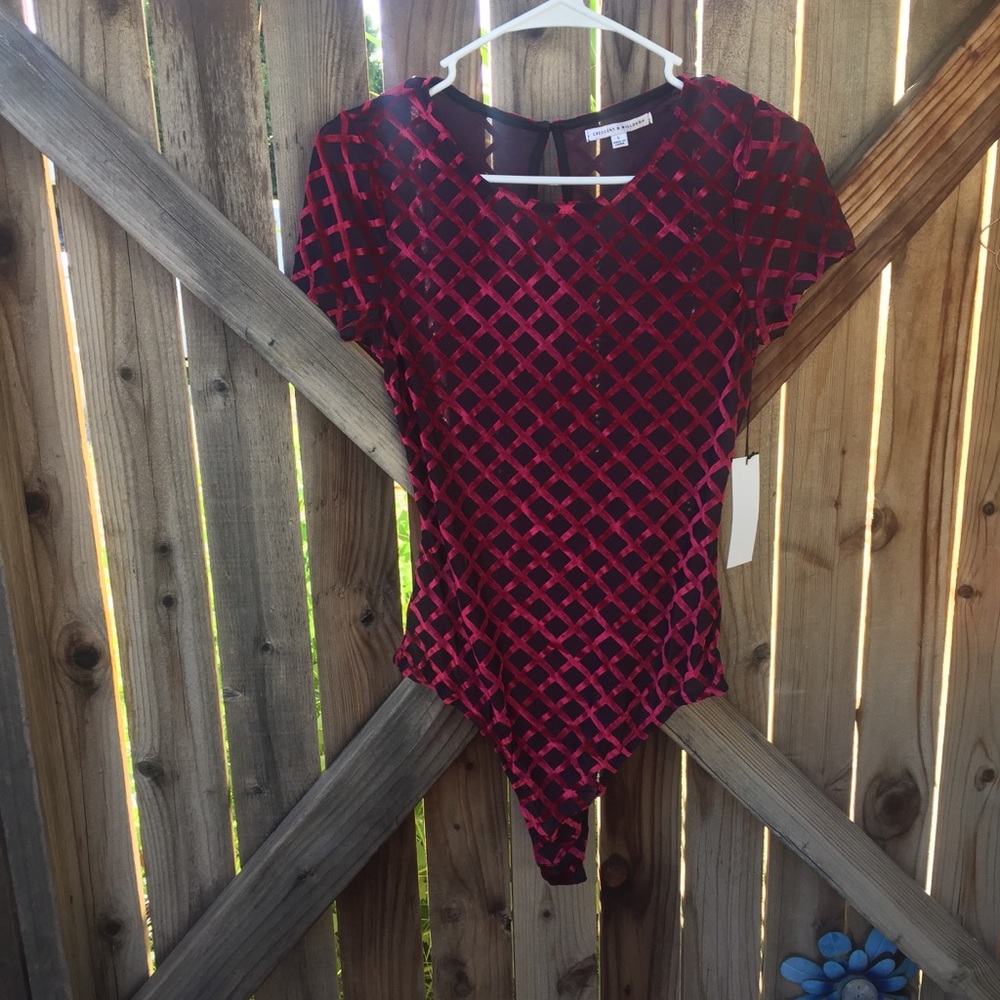 crescent & willough black and red bodysuit